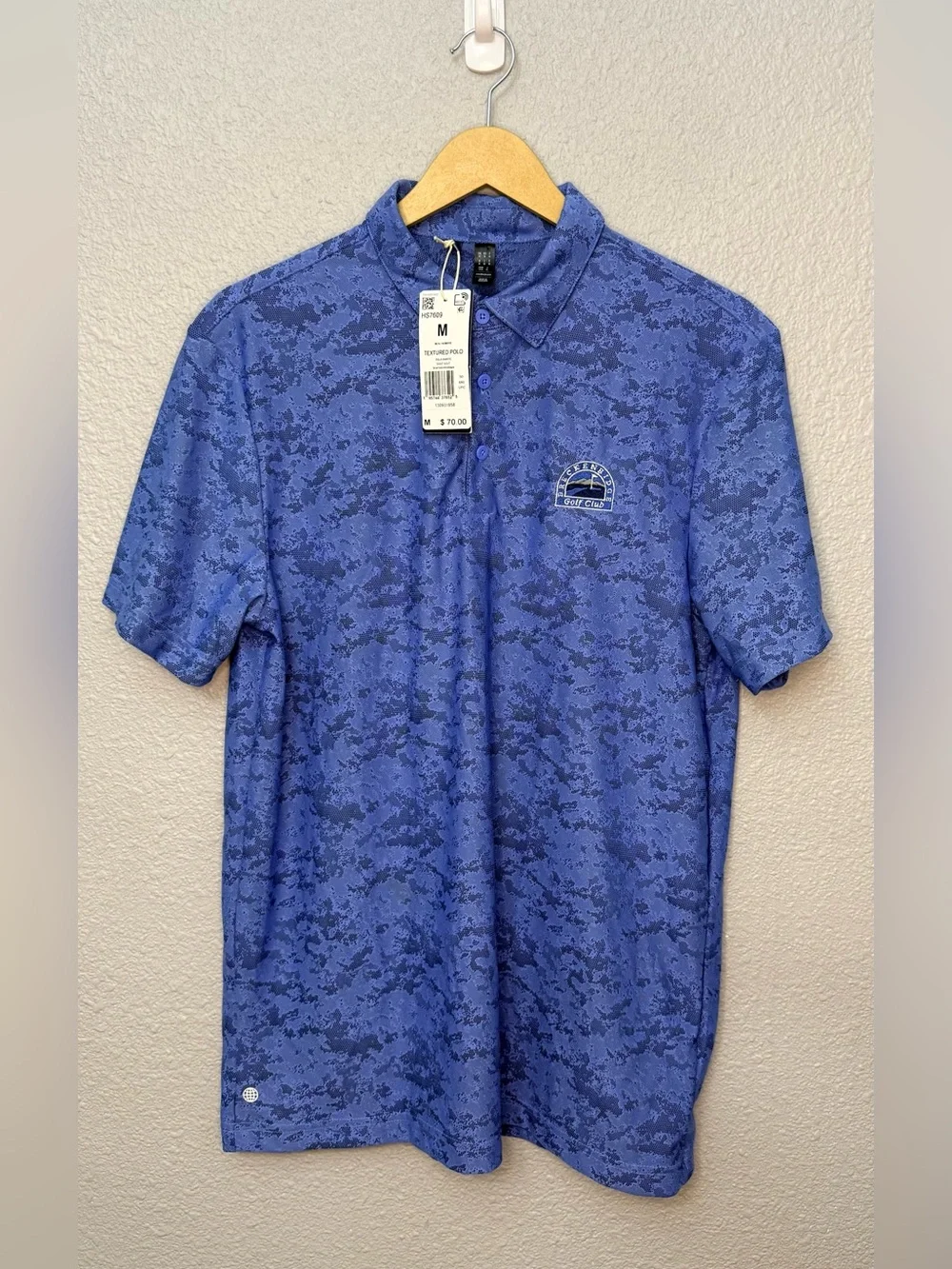Adidas | Textured Jacquard Golf Polo Shirt | New Blue | Size Medium
